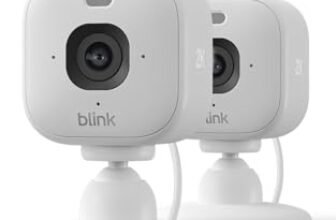 Videocamera Mini 2K+ Blink (ultimo modello) | Videocamera di sicurezza domestica con alimentatore plug-in, risoluzione video 2K, zoom 4x, visione notturna a colori | 2 videocamere – Bianche