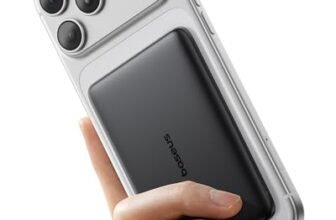 Baseus Picogo AM41 Power Bank, Ultra Slim 5000mAh Magsafe Powerbank, Ricarica Rapida PD 20W, Portatile, Magnetico Batteria Esterna Wireless con cavo USB C per iPhone 17/16/15/14/13/12, Nero