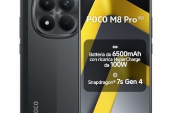 Xiaomi POCO M8 Pro 5G, Smartphone 8+256GB, Display AMOLED CrystalRes 6,83″ 1.5K, Snapdragon® 7s Gen 4, Fotocamera 50MP Light Fusion 800 con OIS, IP68, Nero, Garanzia 2 anni, Caricatore non incluso
