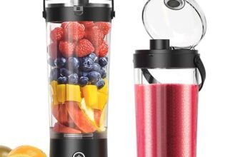 Frullatore portatile per frullati e smoothie,TOPESCT mini frullatore personale da 500 ml,ricaricabile tramite USB con 6 lame ultra affilate per viaggi,ufficio e sport(Nero)
