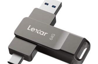 Lexar D40E 64 GB Dual Drive USB 3.2 Gen 1 Type-C Jump Drive, unità flash USB-C con alloggiamento in metallo e design girevole,Grigio Titanio
