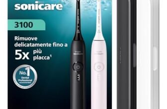 Spazzolino elettrico sonico Philips Sonicare Serie 3000 – Sensore di pressione, 3 intensità, EasyStart, SmarTimer, autonomia 14 giorni, custodia, nero e rosa, confezione da 2, HX4072/42, [Nuovo]