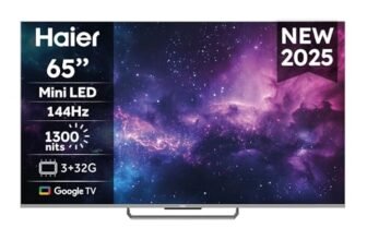 Haier Mini LED 4K UHD 65” Smart TV, Google TV, Dolby Atmos e Dolby Vision, 144Hz, HDR 10, Google TV, Processore Quad Core, Bluetooth 5.1, DBX TV, HDMI 2.1 x 4 [2024] 12 mesi DAZN inclusi