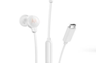 Motorola Sound Earbuds 3C-S Cuffie intrauricolari con microfono, vestibilità comoda, chiamate in vivavoce, suono ad alta definizione, design sicuro, connettore USB-C, bianco