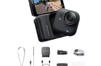 Insta360 GO Ultra Pack Jogging Nero Notte- action cam mini 4K a mani libere, indossabile, superba in bassa luce, montala ovunque, stabilizzazione FlowState, 200 min di carica, bici e corsa