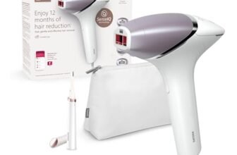Philips Lumea IPL serie 8000 – Dispositivo di Epilazione a Luce Pulsata con Tecnologia SenseIQ, 4 Accessori e Rifinitore a Penna Satin Compact, Utilizzo con Filo (Modello BRI949/00)