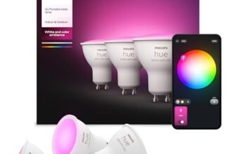 Philips Hue Faretto Smart GU10, Luce Bianca e Colorata (3 pezzi), 400lm, Compatibile con Bluetooth, Controllo vocale con Alexa, Apple Home e Google Assistant