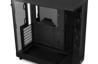 NZXT H6 Flow, CC-H61FB-01, Case Mid-Tower Compatto a Doppia Camera con Flusso d’Aria, Pannelli in Vetro Panoramico, Flusso d’Aria ad Alte Prestazioni, Include 3 Ventole da 120 mm, Nero