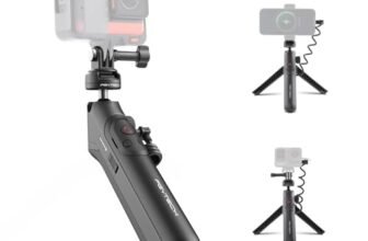 PGYTECH CapLock MantisPod Power Manico Batteria Montaggio per Insta360 X3 Carica Selfie Vlog Allegato Treppiede con Action Camera e Adattatore 1/4″ Bastone di Alimentazione 5000mAh per Telefono