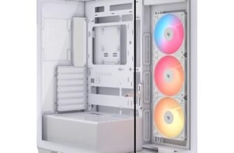 CORSAIR 3500X RS-R ARGB Case PC Mid-Tower – 3 Ventole RS120-R ARGB Preinstallate, Compatibile con Fino a 10 Ventole da 120 mm, Scheda Madre con Connessione Inversa Compatibile – Bianco