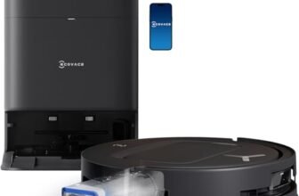ECOVACS DEEBOT T80 OMNI Robot Aspirapolvere Lavapavimenti, 18.000 Pa, Spazzola OZMO ROLLER, ZeroTangle 3.0, Lavaggio Mocio con Acqua Calda a 40-75 °C, Asciugatura ad Aria Calda, Nero