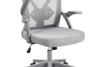 Yaheetech Sedia da Ufficio Ergonomica con Braccioli Supporto Lombare Altezza Regolabili Reclinabile Schienale in Rete Traspirante da Scrivania a Rotelle Girevole Grigia