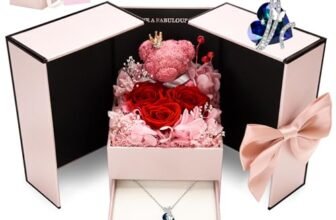 CSYY Rose Stabilizzate, Festa della Mamma Regali di Rose Eterne per Le Donne Collana con Conservate Fatte a Mano Confezione Regalo di Gioielli Regalo per Mamma Sorella Moglie a Natale San Valentino