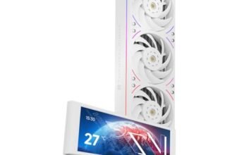 Thermalright TR Trofeo Vision 360 ARGB White CPU Liqud Cooler, schermo LCD IPS magnetico da 6,86″ con risoluzione 2400 x 1080, raffreddamento a liquido CPU per AM4/AM5, Intel LGA1700/1851