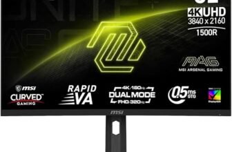 MSI MAG 321CUPDF Monitor Curvo Gaming 32″ UHD – Pannello Rapid VA 1500R 3840 x 2160, Modalità Doppia / 0,5ms (GtG, Min.), Adaptive Sync – DP 1.4a, HDMI 2.1 CEC, USB Type-C (DP alternativo con 15W PD)