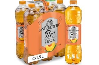San Benedetto, Thè Freddo alla Pesca, 6×1,5 l Bevanda Dissetante Analcolica, Gusto Fruttato, Tappo Click, Senza Conservanti e Coloranti