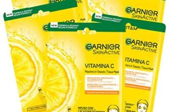 Garnier Maschera in Tessuto Skin Active Hydra Bomb, Idratante e Illuminante, Con Vitamina C e Acido Ialuronico, Per Pelli Spente e Non Uniformi, Confezione da 5