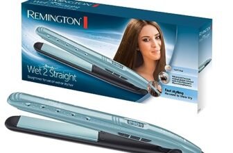 Remington Piastra per Capelli – Uso da bagnato e asciutto – per asciugare e lisciare i capelli, ingredienti microattivi anticrespo, display LCD, 140-230°C, Wet2Straight piastra per capelli S7300