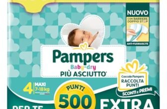 Pampers Baby Dry Maxi, Taglia 4 (7-18 kg), Formato Scorta, Barriere Anti-Fuoriuscite, Più Asciutto Fino a 12h, Linguette Rinforzate e Avvolgenti, 200 Pannolini Bambino + 500 Punti Omaggio