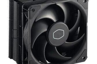 Raffreddatore ad aria CPU Cooler Master Hyper 212 nero – Finitura in alluminio, 4 tubi di calore compatti a contatto diretto continuo, ventola SickleFlow 120 Edge, staffe LGA1700 e AM5 – Nero