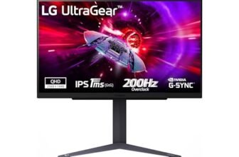 LG UltraGear 27GS75Q Monitor Gaming 27″ IPS QHD (2560×1440), 200Hz (OC), 1ms (GtG), G-Sync Compatible, AMD FreeSync, HDR10, HDMI 2.0, DisplayPort 1.4, Flicker Safe, Nero