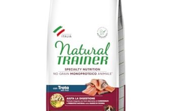 Natural Trainer Sensitive No Grain Monoproteico Animale – Cibo per a Cani Medium&Maxi Adult con Trota e Patate – 12 Kg