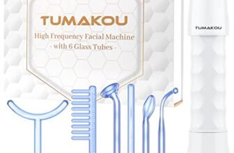 TUMAKOU Portatile Alta Frequenza Viso Professionale – 6 Elettrodi Blu Elettroterapia Massaggiatore Facciale per Rafforzamento della pelle, Rughe, Rimozione dell’Acne, Linee Sottili, Gli Occhi Gonfi