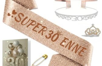 NEONSKY Fascia Compleanno Donna con Corona e Spilla Mini Corona, Set Regalo Elegante per 18 21 30 40 50 60 70 80 Anni, Include Fascia Personalizzata, Corona, Biglietto con Busta Kraft (30 anni)