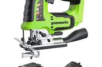 Greenworks GD24JSK2 Seghetto Alternativo a Batteria con 2 Lame, 3000 colpi/min., Base Regolabile Fino a 45°, Attacco Aspiratore PIÙ Batteria 24V 2Ah e Caricabatterie, Garanzia 3 Anni