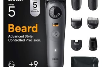 Braun Regolabarba Uomo Series 5, +9 Strumenti Di Styling, Rasoio Elettrico Barba, Lama Ultra Affilata, 120 Min di Autonomia, Impermeabile, Selettore di Precisione Con 40 Lunghezze, BT5565, Grigio