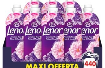 Lenor Ammorbidente Lavatrice Concentrato 440 Lavaggi (8X55), Ametista Rosa E Note Di Muschio, Freschezza Che Dura 3 Volte Più A Lungo Con Tecnologia Olii Profumati
