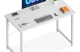 ODK Scrivania per Computer, 100x48cm Scrivania da Ufficio, Scrivanie da Lavoro Mesa, Bianca