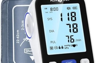 Runstar Misuratore di Pressione Sanguigna da Braccio, bracciale ad ampio intervallo (8,6″-16,5″), uso domestico, misuratore pressione sanguigna digitale automatico, borsa, memoria di lettura 2×99