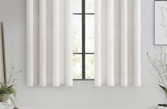 MRTREES Tenda Lino Semitrasparente per Interni Moderne Soggiorno Salotto 2 Pezzi, 140×122 CM, Raffinata Tenda Corta con Occhielli per Casa Camera da Letto Cameretta Finestre, Avorio