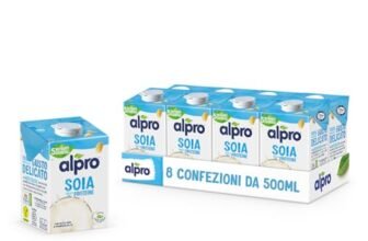 ALPRO CLASSICO, Bevanda alla SOIA, Alternativa Vegetale al Latte, Naturalmente Senza Lattosio, con vitamine B2, B12 e D2-8 confezioni da 500 ml