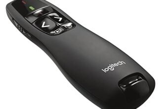 Logitech R400 Puntatore Laser per Presentazioni Wireless, 2.4 GHz e Bluetooth, Ricevitore USB, ‎Puntatore Laser Rosso, Portata 15 m, 6 Pulsanti, Controllo Intuitivo, Indicatore ‎Batteria, PC, Nero