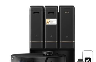 Mova Z50 Ultra Robot Aspirapolvere Lavapavimenti con Mappatura, 19000 Pa, con Mocio a Rullo, Forza di lavaggio da 18N, Rilevamento AI dello Sporco,Pulizia Moci con Acqua Calda a 75℃, Nero