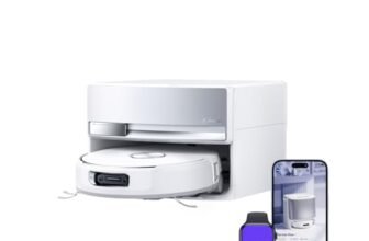 NARWAL Flow Stazione di Ricarica Compatta, Potenza di Aspirazione di 22.000 Pa, Sistema DualFlow Anti-Groviglio, Risciacquo con Acqua Calda a 45°C e Asciugatura con Aria Calda e App Intelligente