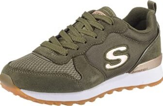 Skechers Og 85 Goldn Gurl, Sneaker a Collo Basso Donna, Olive Suede Nylon Mesh Rose Gold Trim, 35.5 EU
