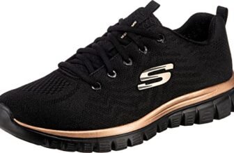Skechers Graceful Get Connected, Sneaker Donna, Black Mesh Rose Gold Trim, 39 EU