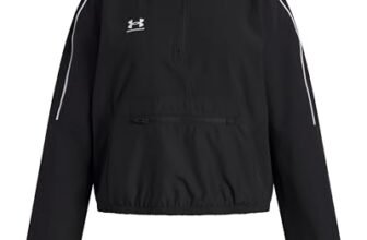 Under Armour Bambina Challenger Anorak, Giacca Impermeabile Idrorepellente per attività all’aperto, Giacca Sportiva Traspirante e Comoda con Tasche,Black/White,YMD