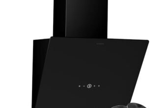 Klarstein MaxAir – Cappa da Cucina, 50cm, Cappa Inclinata, Touch Control, 300 m³/ora, Efficienza Energetica A++, LED, 3 Velocità, Nero, Scarico & Ricircolo