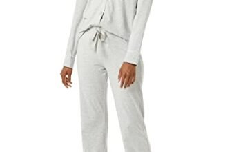 Amazon Essentials Pigiama da donna in modal di cotone con camicia a maniche lunghe e pantaloni lunghi, grigio mélange, L