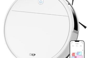 OKP K5 Ultra Robot Aspirapolvere e Lavapavimenti, 5500Pa di Potenza Aspirazione, 170 Min Autonomia, Navigazione Laser dToF, WiFi/APP/Alexa, Ideale per Peli Animali, Tappeti e Pavimenti Duri, Bianco