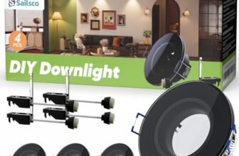 sailsco Set di 4 Cornice Faretti da Incasso GU10 per Cartongesso Acqueofuga IP44 in Alluminio Portafaretto da Incasso Rotondo Foro 68mm,Portalampada GU10 Incluso,Nero