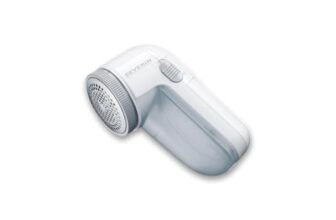 SEVERIN Levapelucchi a Batteria, Griglia Metallica, Distanziatore Tessuti Ruvidi, Contenitore Removibile, 2 Batterie Incluse, 6,0 x 7,5 x 13,2 cm, Grigio/Bianco – CS 7976