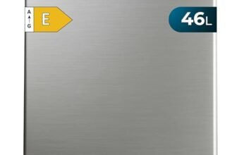 Cecotec Mini Frigoriferi – Frigorifero Minibar 46L GrandCooler 20000 SilentCompress Inox E. Altezza 48,7cm, Larghezza 48cm, Basso Consumo, Porta Reversibile, Inox