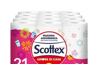 Scottex Amore di Casa, Carta da Cucina, 21 Rotoli da 68 Strappi, Carta Assorbente, Rotoloni carta per la Cura di Casa e cucina