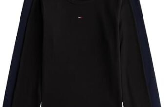 Tommy Jeans Donna Magliette Maniche Lunghe Confezione da 2 Slim Essential Rib Scollo Rotondo, Multicolore (Black/Dark Night Navy), M