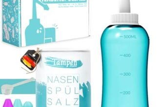 Tampen Doccia Nasale con 120 x Sale (300g) e 1x Misurino Dosatore (1g) ∙ Lavaggio Nasale Adulti e Bambini ∙ Vasetto da Pulizia Nasale Premium